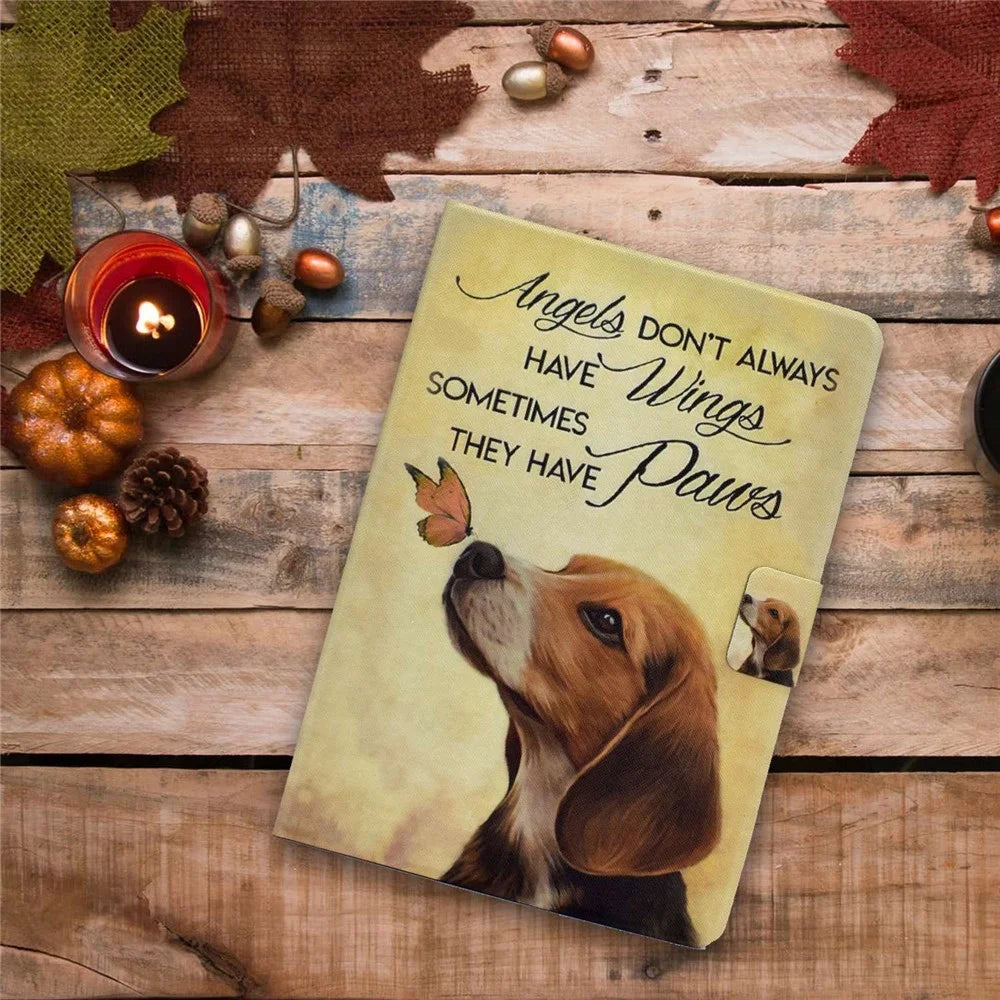 For iPad (2025) / 10.9 (2022) Pattern Printing PU Leather Tablet Case Fold Stand Magnetic Flip Cover with Card Holder - Butterfly and Dog - 6