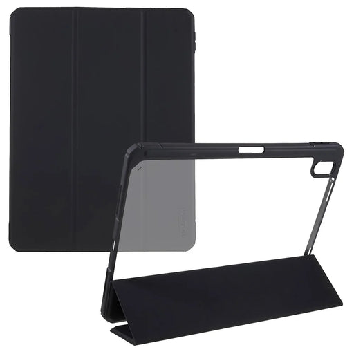 MUTURAL For iPad (2025) / 10.9 (2022) Hybrid TPU+PC Full-Body Protective Case Transparent Back Shockproof Stand Cover with Pen Slot - Black - 1