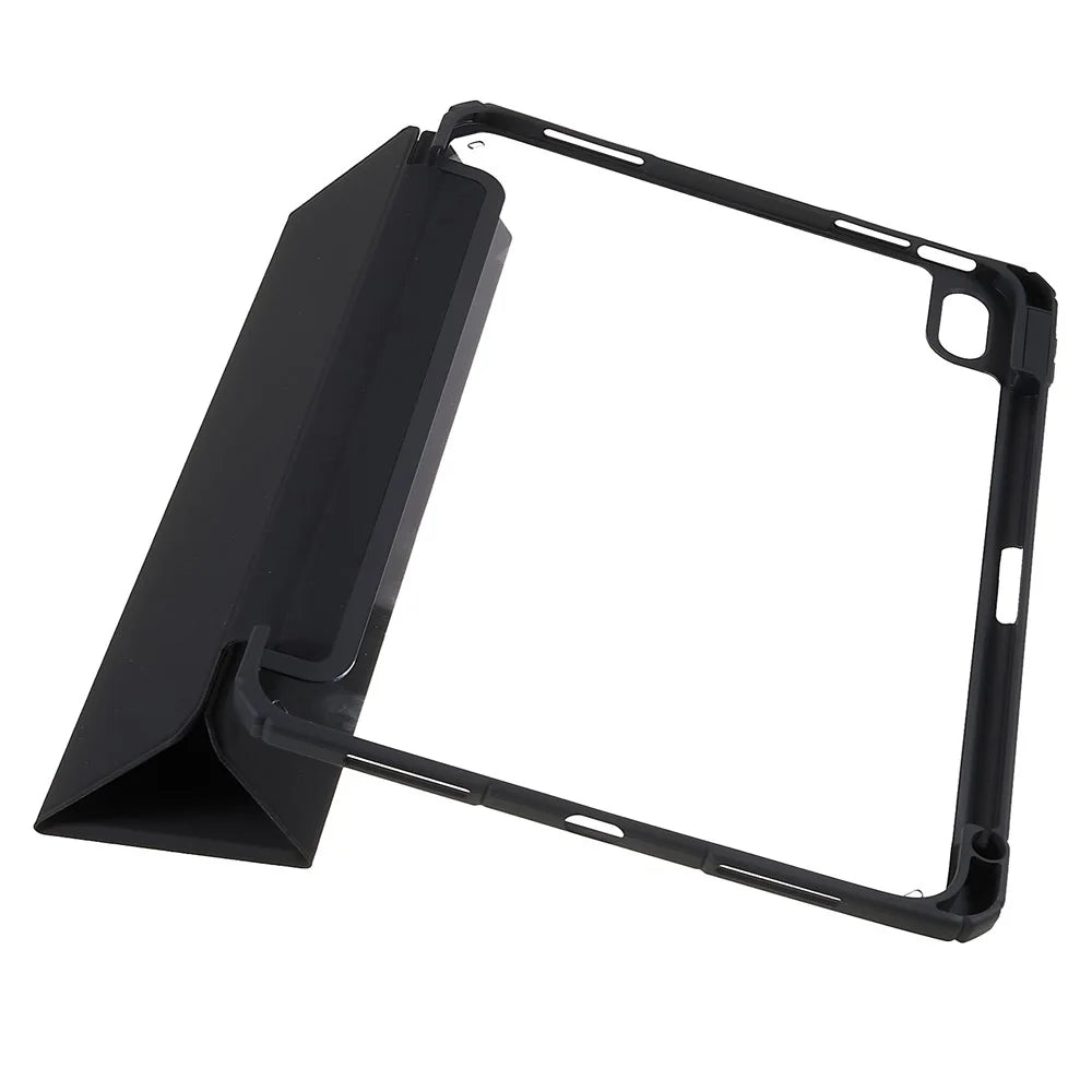 MUTURAL For iPad (2025) / 10.9 (2022) Hybrid TPU+PC Full-Body Protective Case Transparent Back Shockproof Stand Cover with Pen Slot - Black - 4