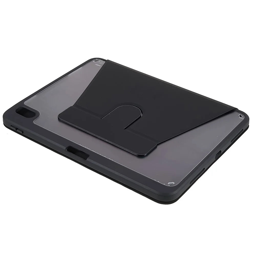 MUTURAL for iPad (2025) / 10.9 (2022) PU Leather Stand Tablet Case Clear Transparent Back Shockproof Protective Cover with Pen Holder - Black - 6