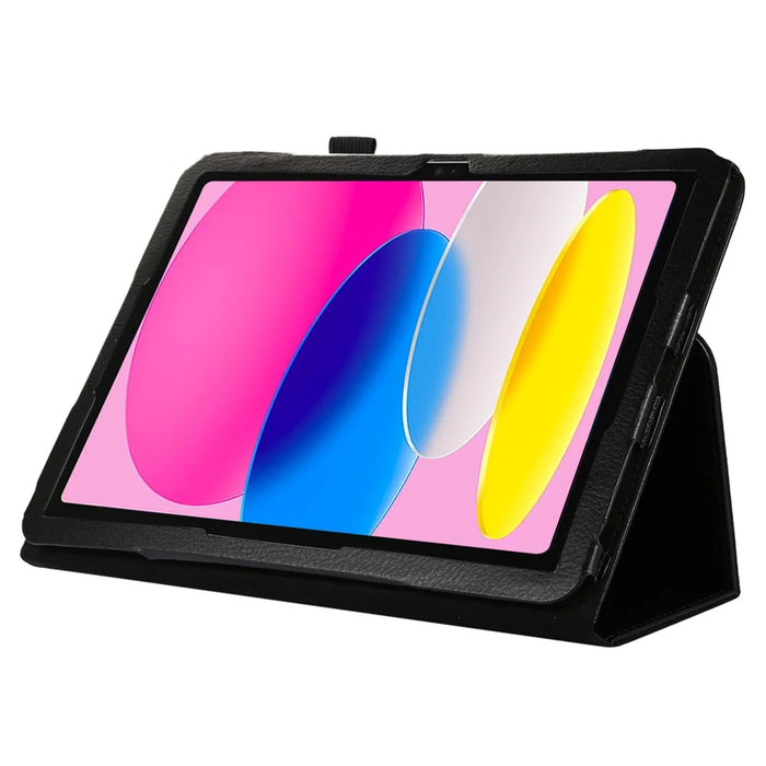 Litchi Texture PU Leather Case for iPad (2025) / 10.9 (2022) Stand Auto Wake / Sleep Protective Tablet Cover - Black - 2