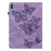 For Nokia T20 Butterfly Imprinted Tablet Stand Case PU Leather Card Holder Shockproof Cover with Elastic Band - Purple - 2