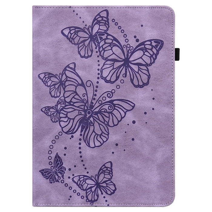 For Nokia T20 Butterfly Imprinted Tablet Stand Case PU Leather Card Holder Shockproof Cover with Elastic Band - Purple - 3