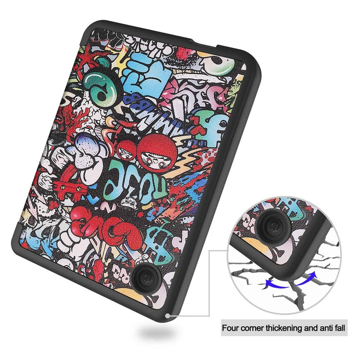For Kobo Clara 2E Pattern Printing PU Leather Folio E-reader Cover Shockproof Smart Auto Sleep  /  Wake Protective Case - Graffiti - 7