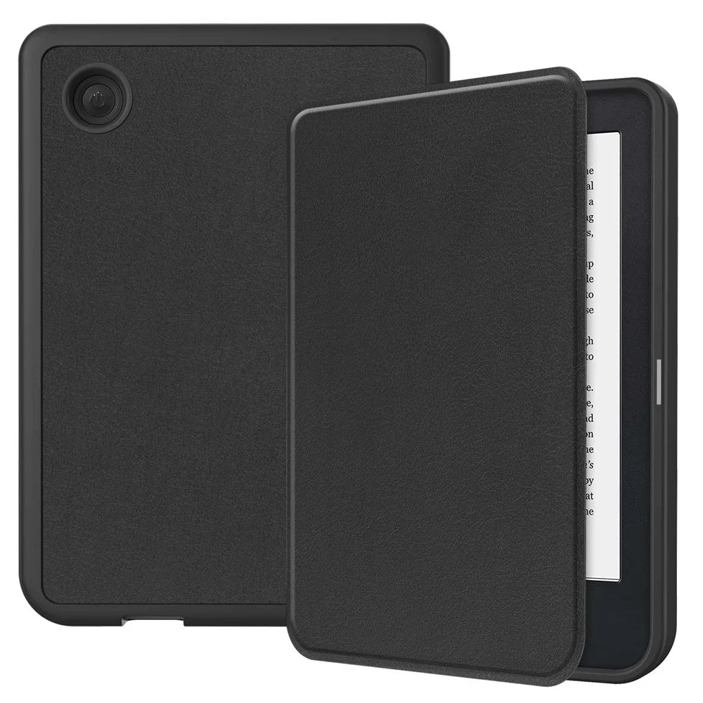 For Kobo Clara 2E PU Leather Smart Wake / Sleep Cover Book Style E-reader Protective Sleeve Case - Black - 1