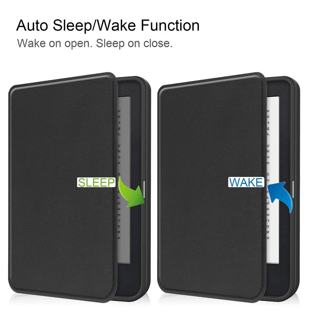 For Kobo Clara 2E PU Leather Smart Wake / Sleep Cover Book Style E-reader Protective Sleeve Case - Black - 5