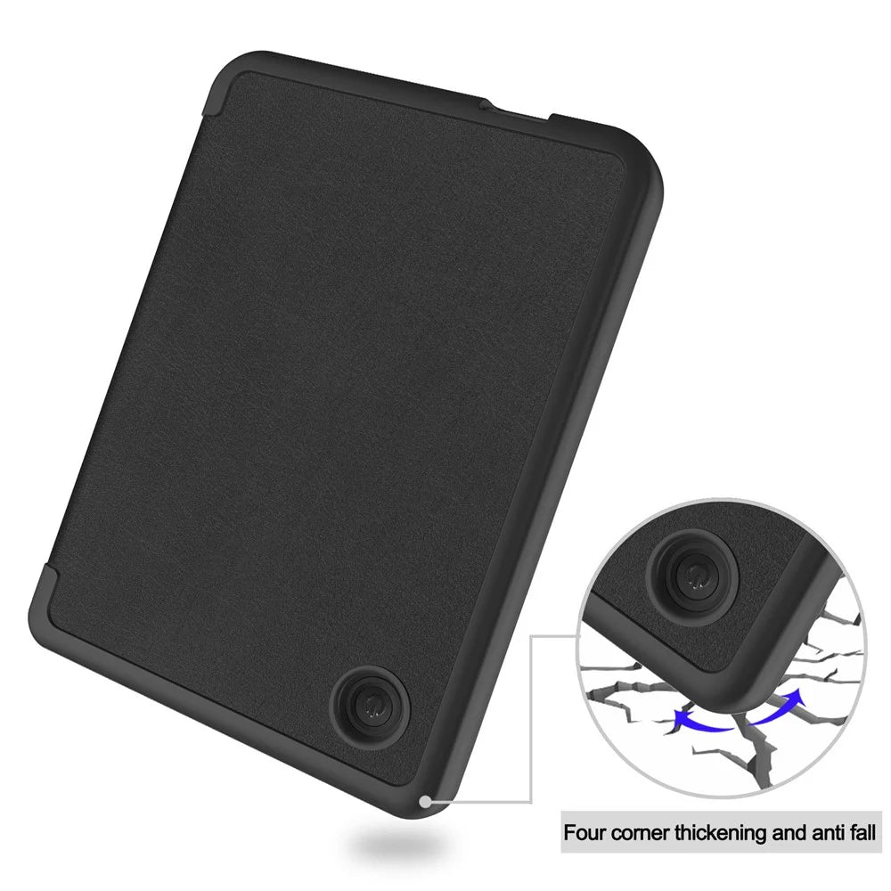 For Kobo Clara 2E PU Leather Smart Wake / Sleep Cover Book Style E-reader Protective Sleeve Case - Black - 7