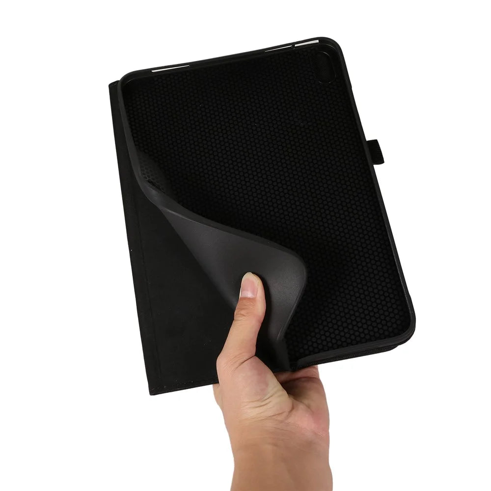 For iPad (2025) / 10.9 (2022) Cloth Texture Tablet Case Full Body Protection PU Leather Card Holder Folio Stand Cover - Black - 4