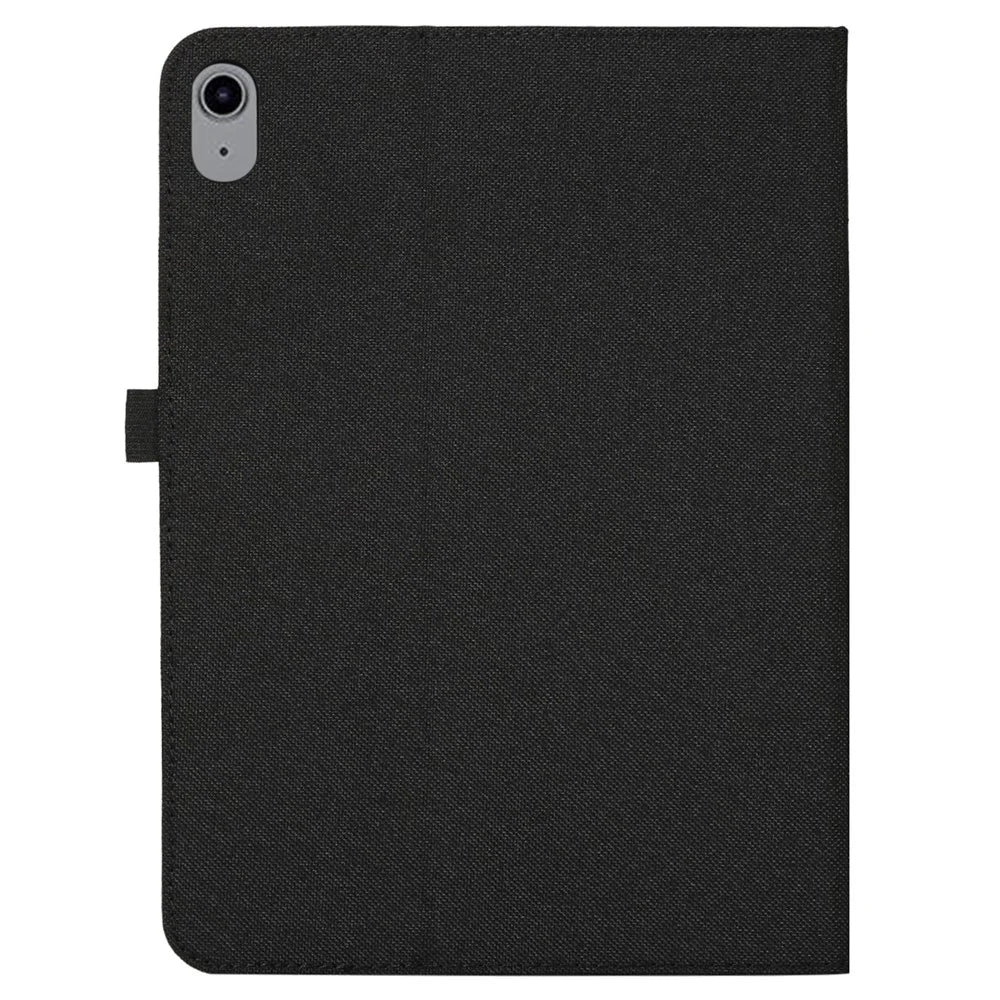 For iPad (2025) / 10.9 (2022) Cloth Texture Tablet Case Full Body Protection PU Leather Card Holder Folio Stand Cover - Black - 6