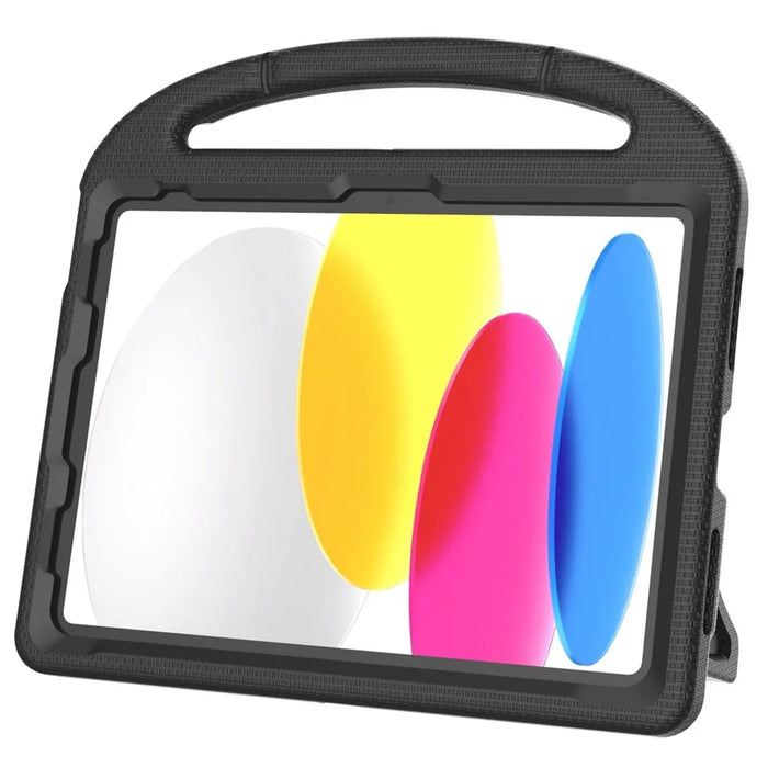 For iPad (2025) / 10.9 (2022) Soccer Pattern EVA Tablet Case Kid Friendly Kickstand Handle Protective Cover - Black - 4