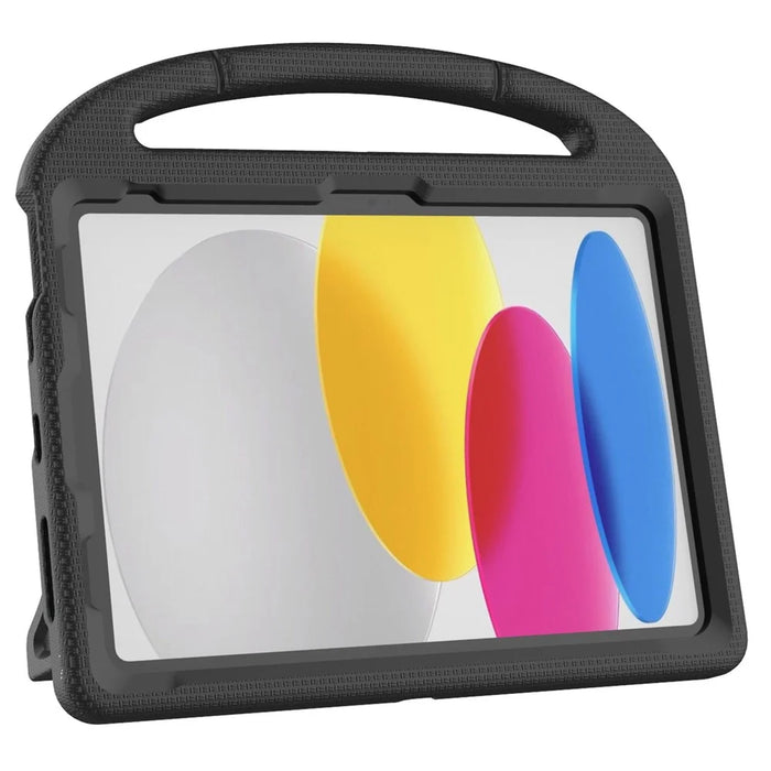 For iPad (2025) / 10.9 (2022) Soccer Pattern EVA Tablet Case Kid Friendly Kickstand Handle Protective Cover - Black - 5