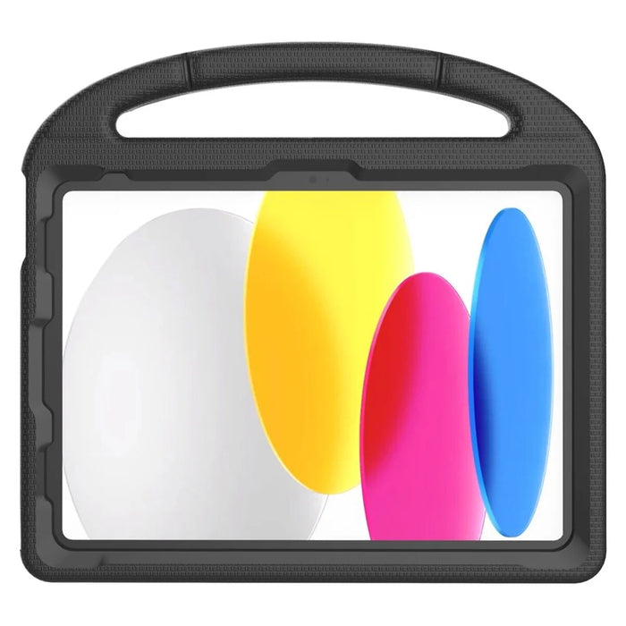 For iPad (2025) / 10.9 (2022) Soccer Pattern EVA Tablet Case Kid Friendly Kickstand Handle Protective Cover - Black - 6