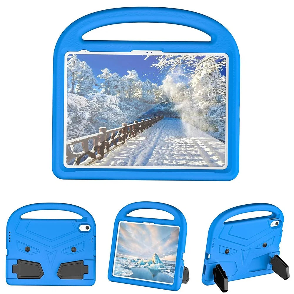For iPad (2025)/10.9 (2022) EVA Case Sparrow Style Foldable Kickstand Tablet Cover with Handle - Blue - 1