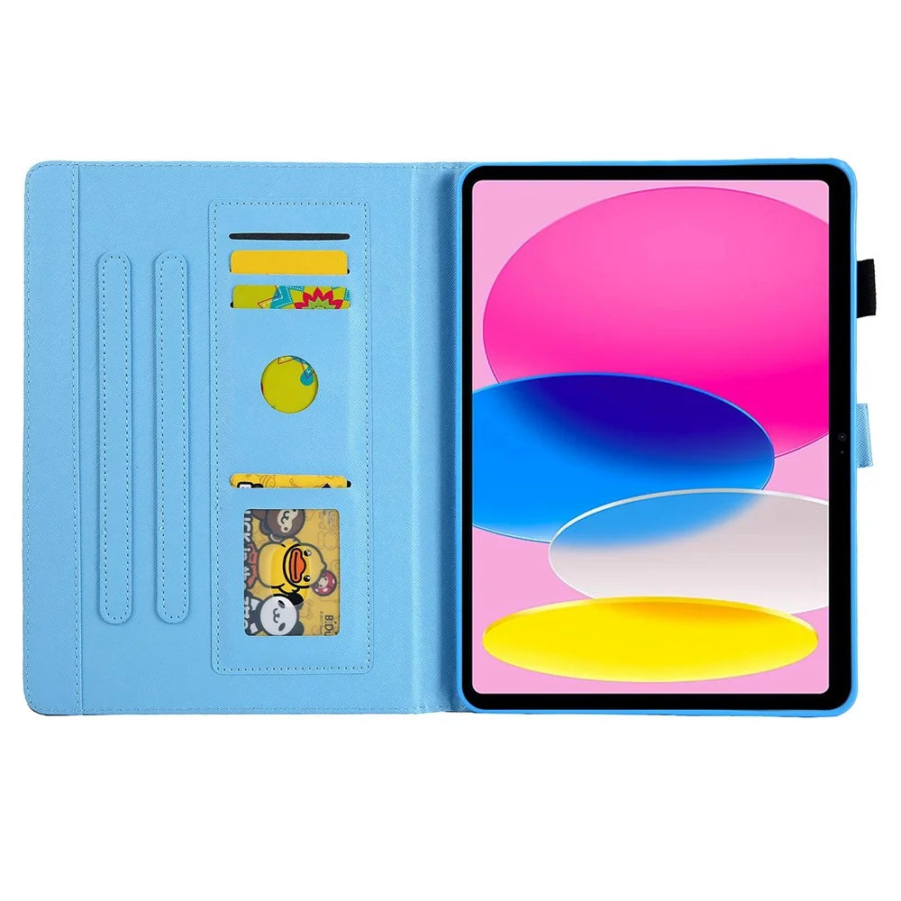 For iPad (2025) / 10.9 (2022) PU Leather Tablet Case Cross Texture Pattern Printing Card Holder Stand - Purple Butterflies - 3