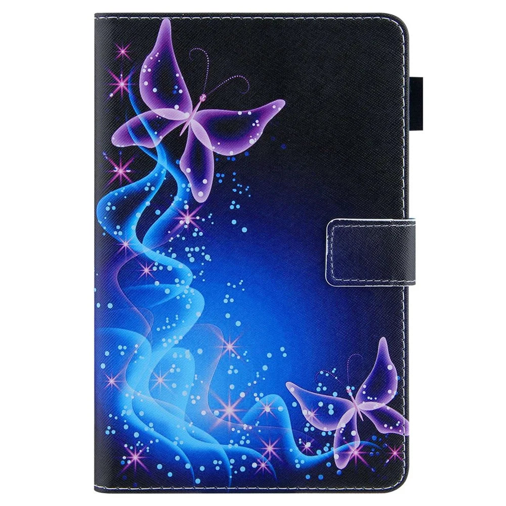 For iPad (2025) / 10.9 (2022) PU Leather Tablet Case Cross Texture Pattern Printing Card Holder Stand - Purple Butterflies - 5