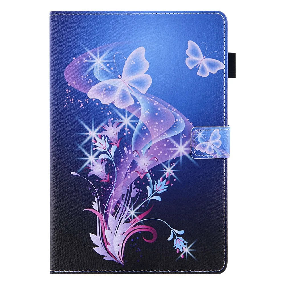 For iPad (2025) / 10.9 (2022) PU Leather Tablet Case Stand Pattern Printing Cover with Card Holder - Sparkling Butterfly - 5