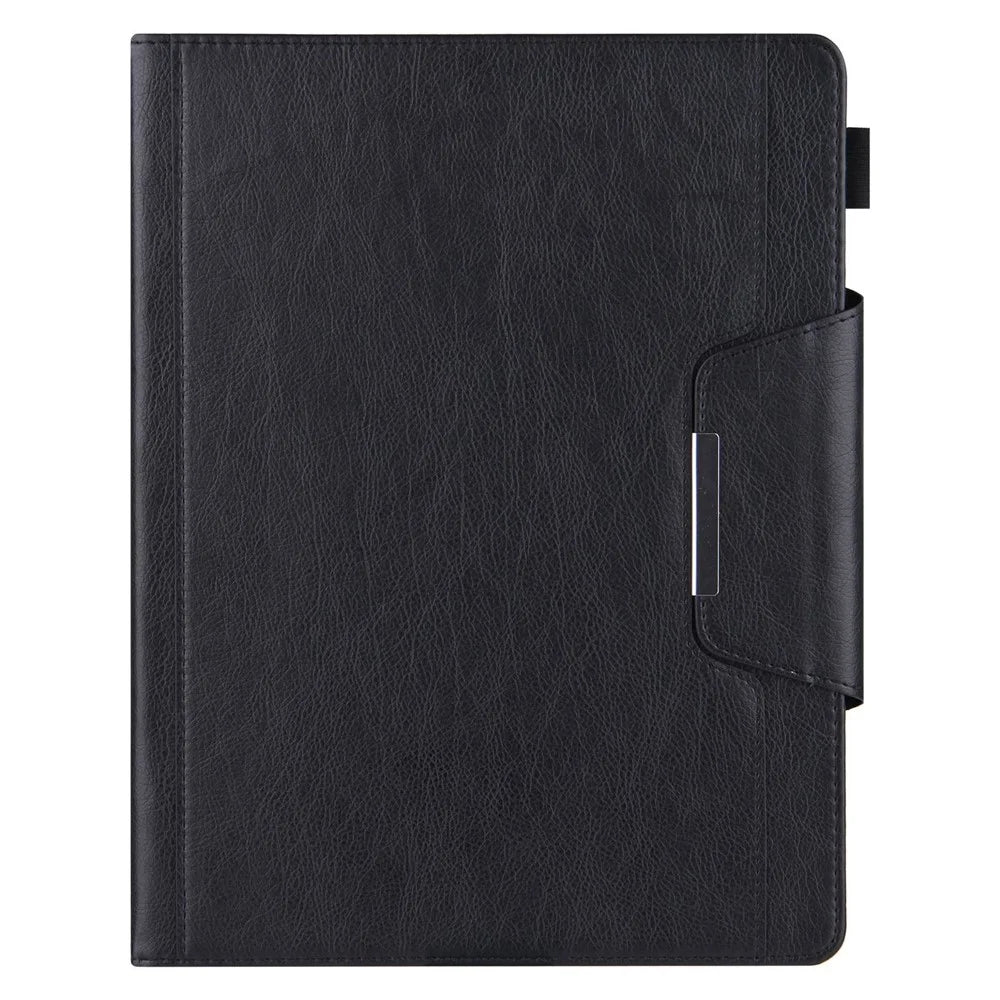 For iPad (2025) / 10.9 (2022) Tablet Cover Big Metal Buckle Wallet Stand Leather Protective Case with Pen Slot - Black - 6