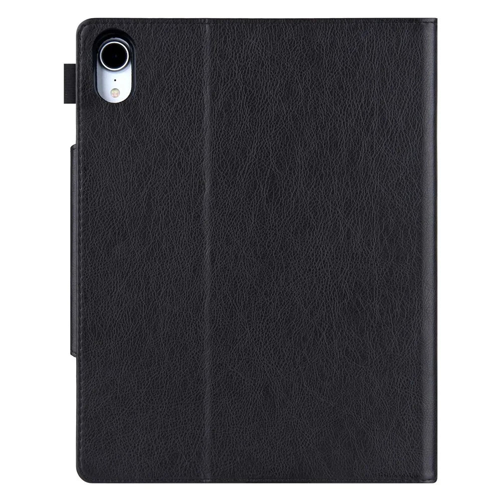 For iPad (2025) / 10.9 (2022) Tablet Cover Big Metal Buckle Wallet Stand Leather Protective Case with Pen Slot - Black - 7