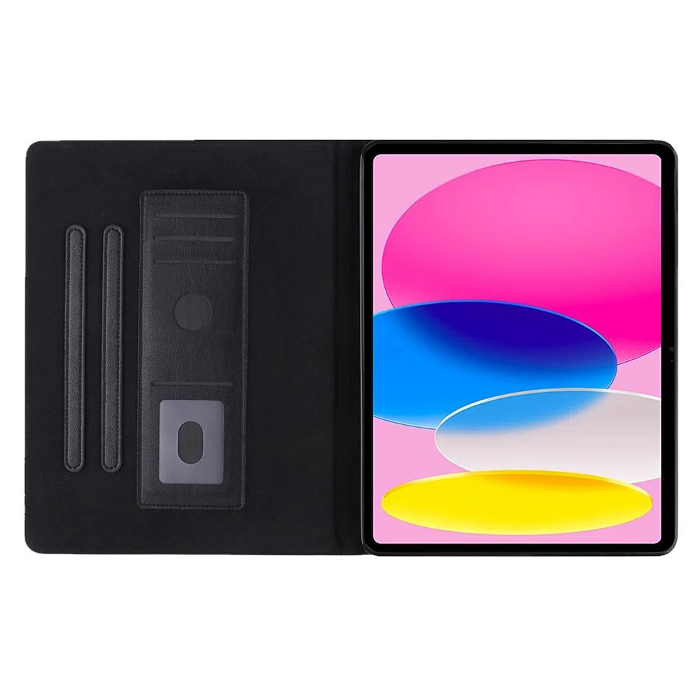 Tablet Case For iPad (2025) / 10.9 (2022) PU Leather Flower Butterfly Imprinted Tablet Stand Cover Auto Wake  /  Sleep Card Holder - Black - 3