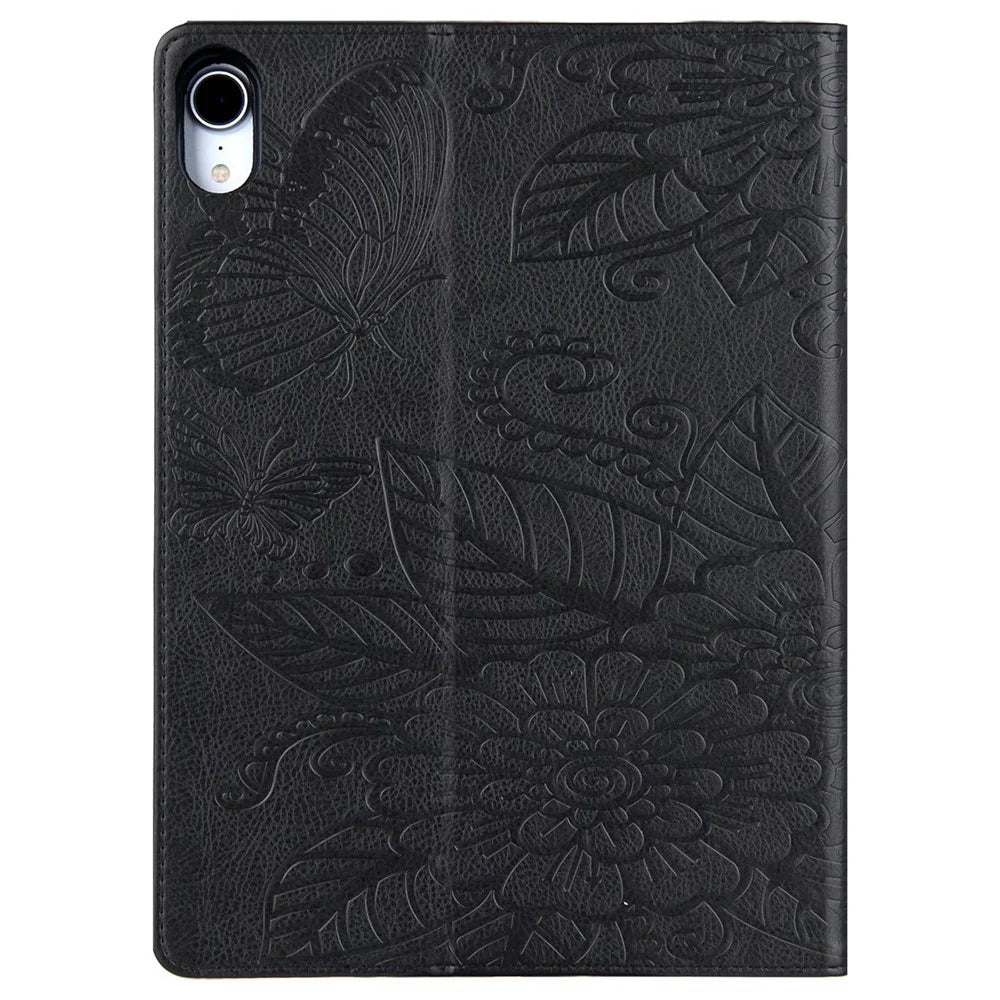 Tablet Case For iPad (2025) / 10.9 (2022) PU Leather Flower Butterfly Imprinted Tablet Stand Cover Auto Wake  /  Sleep Card Holder - Black - 6