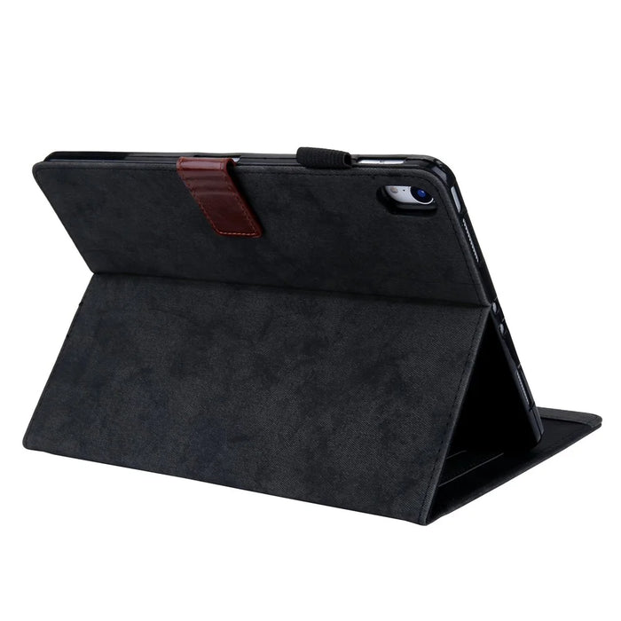 For iPad (2025) / 10.9 (2022) Cloth Texture Protective Tablet Case Stand Business Style PU Leather Card Holder Anti-Scratch Tablet Cover - Black - 4
