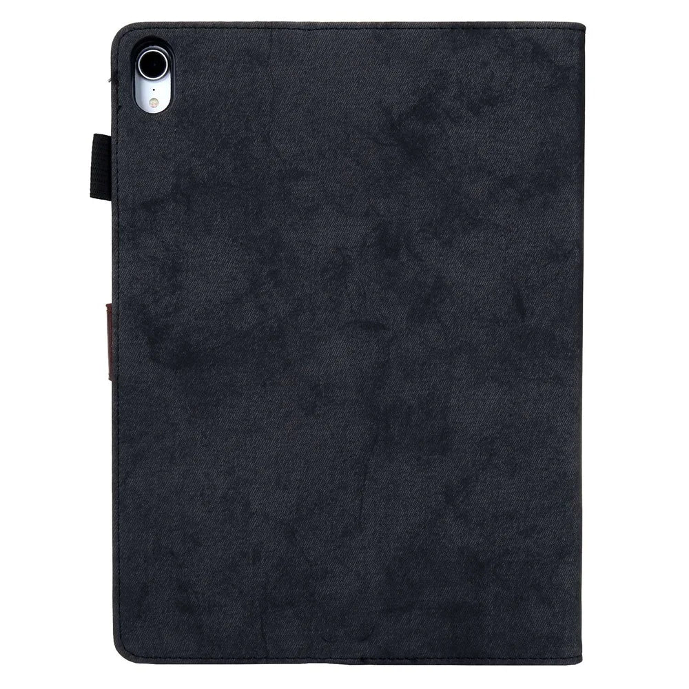 For iPad (2025) / 10.9 (2022) Cloth Texture Protective Tablet Case Stand Business Style PU Leather Card Holder Anti-Scratch Tablet Cover - Black - 6