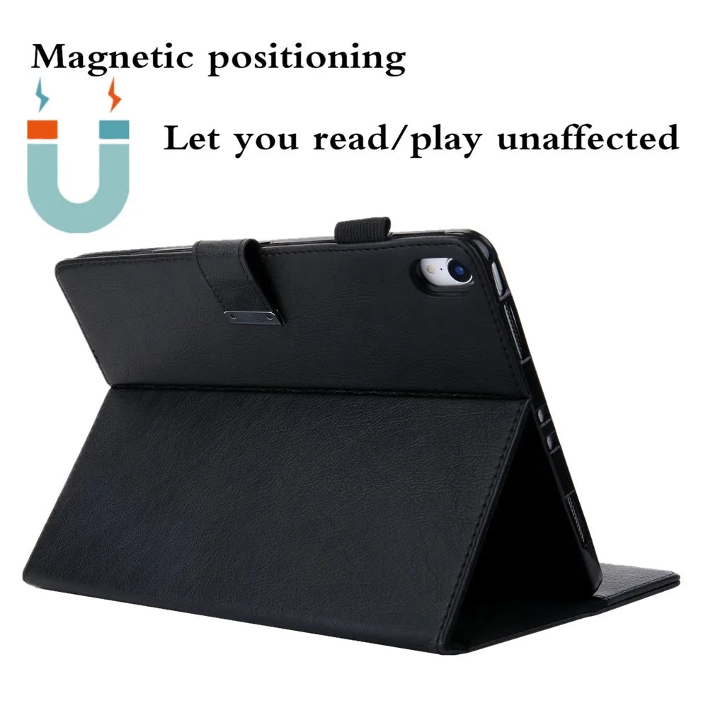 For iPad (2025) / 10.9 (2022) Shockproof Tablet Cover Metal Buckle Wallet Stand Leather Protective Tablet Case - Black - 3