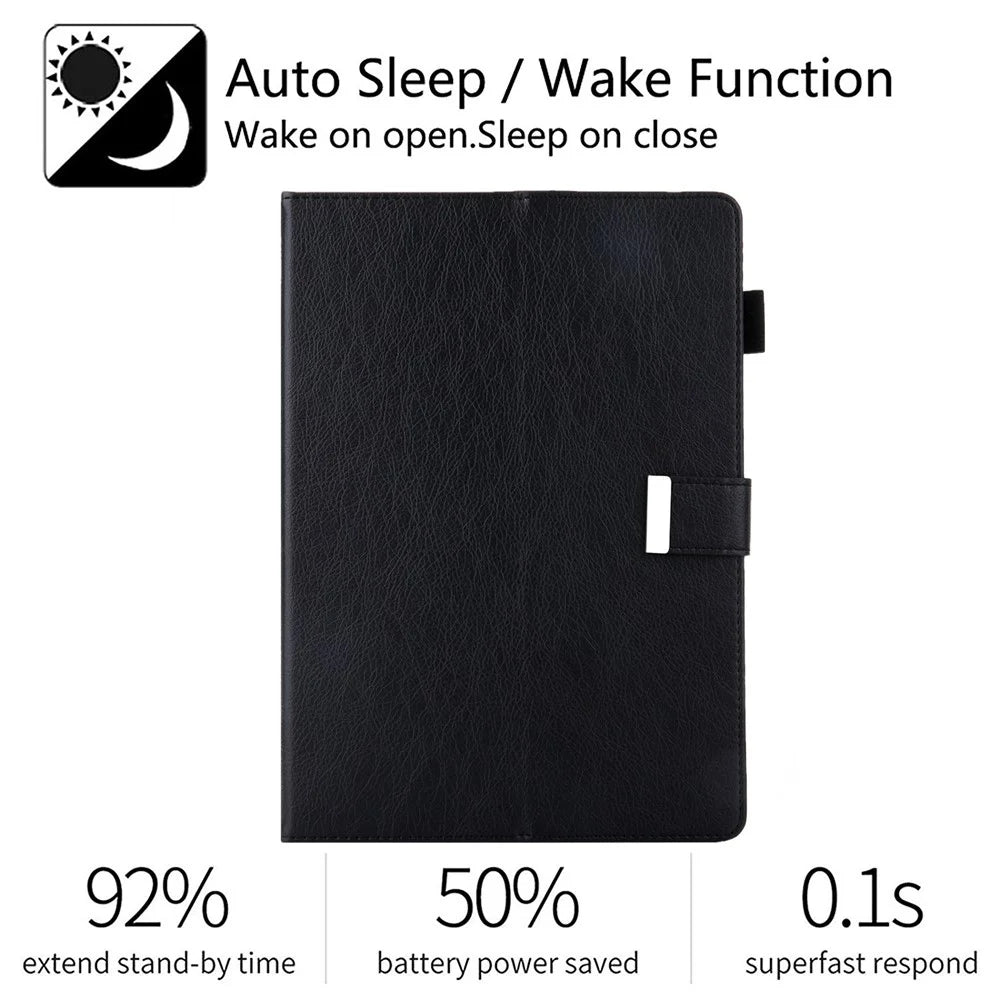 For iPad (2025) / 10.9 (2022) Shockproof Tablet Cover Metal Buckle Wallet Stand Leather Protective Tablet Case - Black - 7