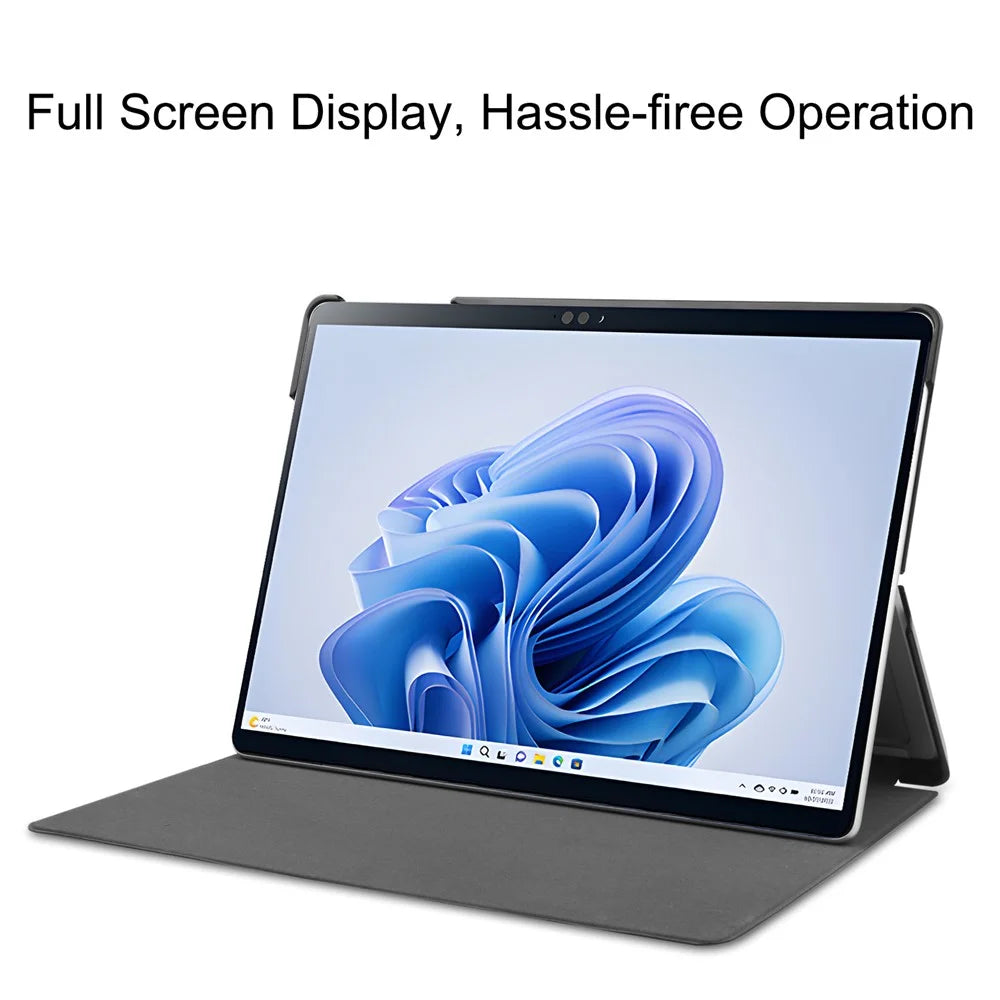 For Microsoft Surface Pro 11 / 10 / 9 PU Leather Foldable Stand Cover Full Protection Protective Case - Black - 4