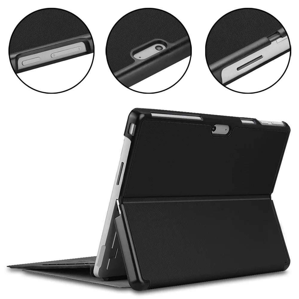 For Microsoft Surface Pro 11 / 10 / 9 PU Leather Foldable Stand Cover Full Protection Protective Case - Black - 7