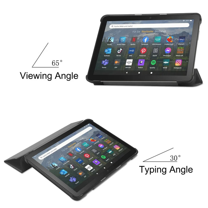 For Amazon Fire HD 8 (2022) PU Leather Tri-fold Stand Tablet Case Auto Wake / Sleep Full Protection Cover - Black - 4