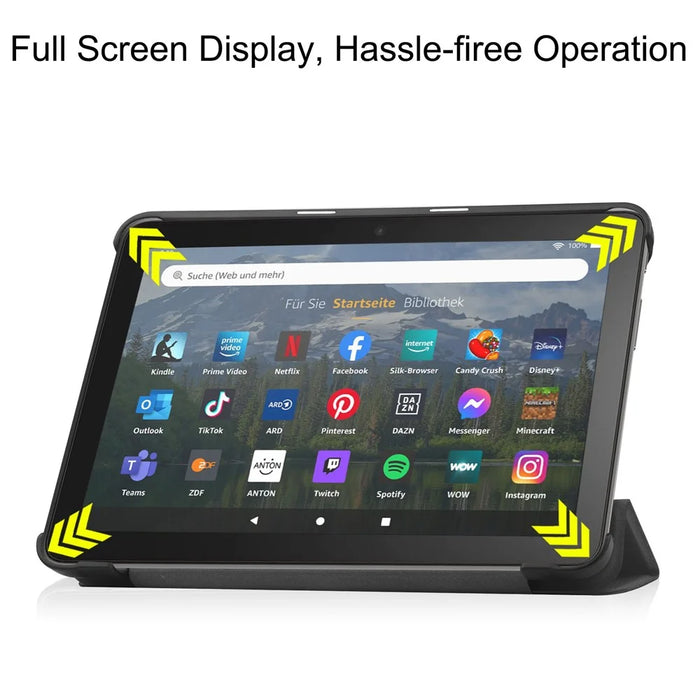 For Amazon Fire HD 8 (2022) PU Leather Tri-fold Stand Tablet Case Auto Wake / Sleep Full Protection Cover - Black - 5