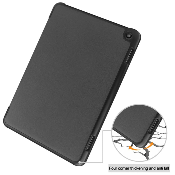 For Amazon Fire HD 8 (2022) PU Leather Tri-fold Stand Tablet Case Auto Wake / Sleep Full Protection Cover - Black - 7