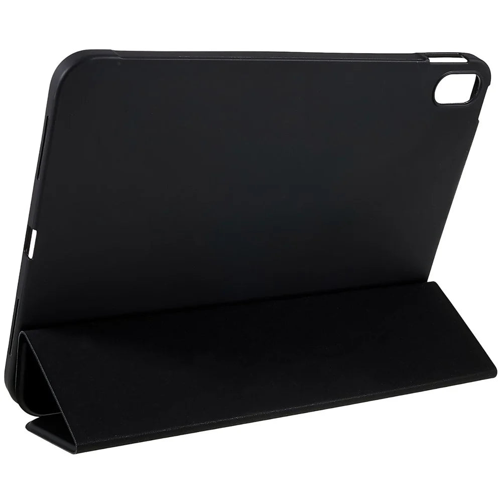 For iPad (2025) / 10.9 (2022) PU Leather Tri-Fold Stand Tablet Case Full Protection Inner TPU Honeycomb Heat Dissipation Cover - Black - 7