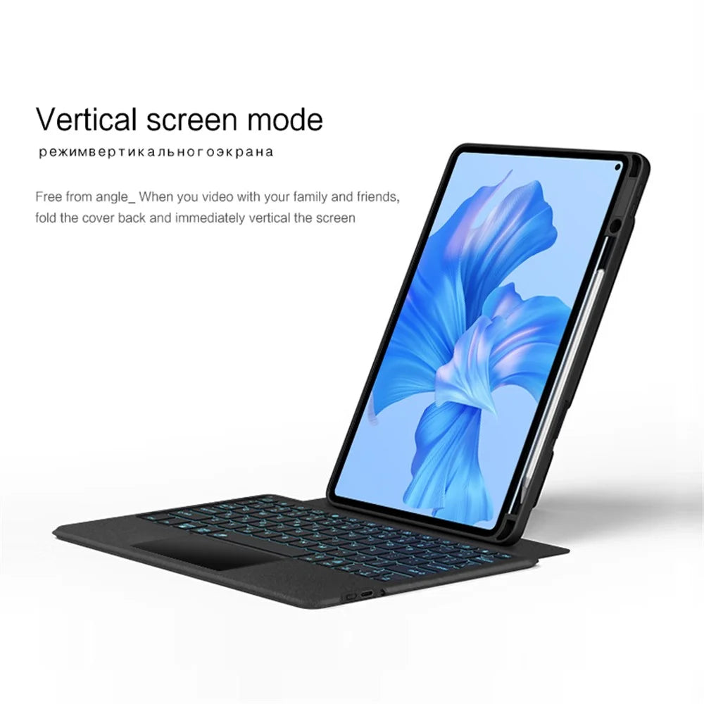 For Huawei MatePad Pro 11 (2022) Leather Case + Bluetooth-compatible Keyboard with Backlight Trackpad - 7