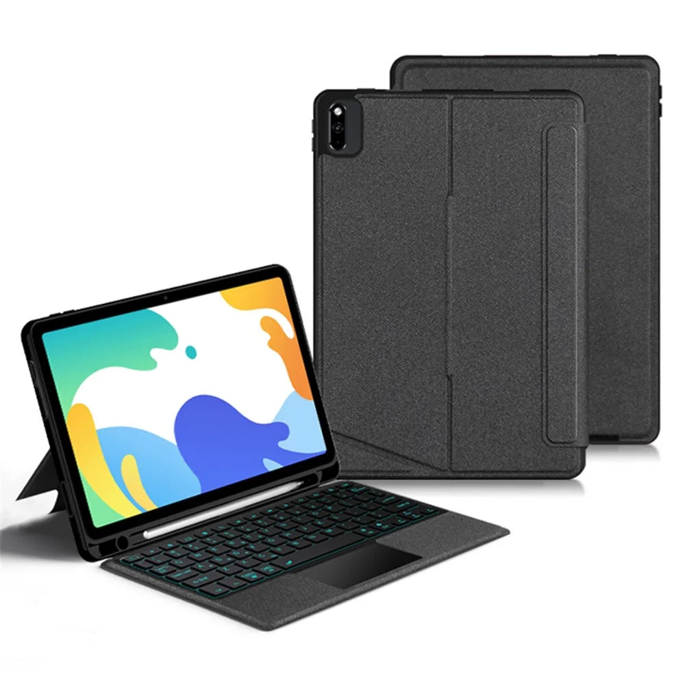 For Huawei MatePad 10.4 (2020) / (2022) Leather Case + Bluetooth-compatible Keyboard with Backlight Trackpad - 2