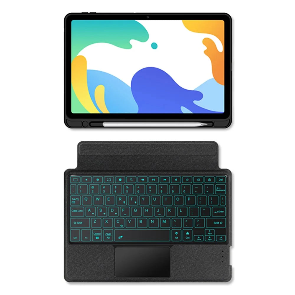 For Huawei MatePad 10.4 (2020) / (2022) Leather Case + Bluetooth-compatible Keyboard with Backlight Trackpad - 4