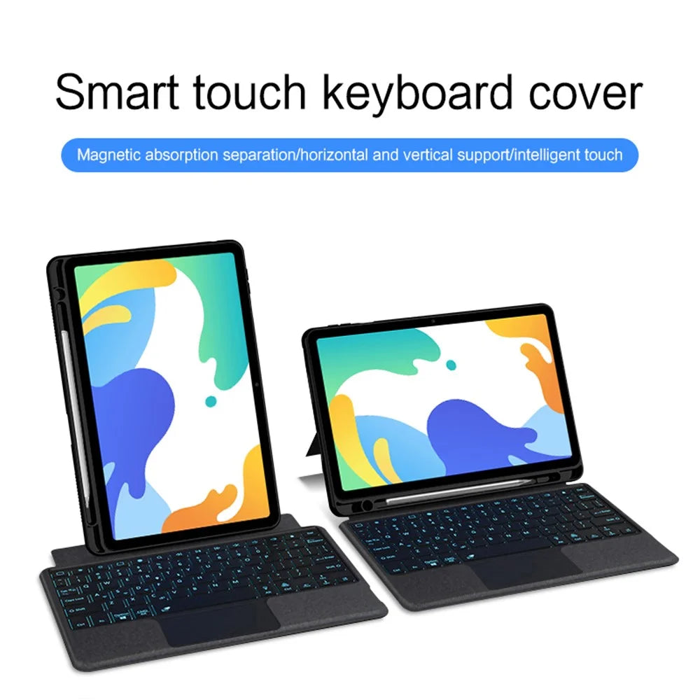For Huawei MatePad 10.4 (2020) / (2022) Leather Case + Bluetooth-compatible Keyboard with Backlight Trackpad - 5