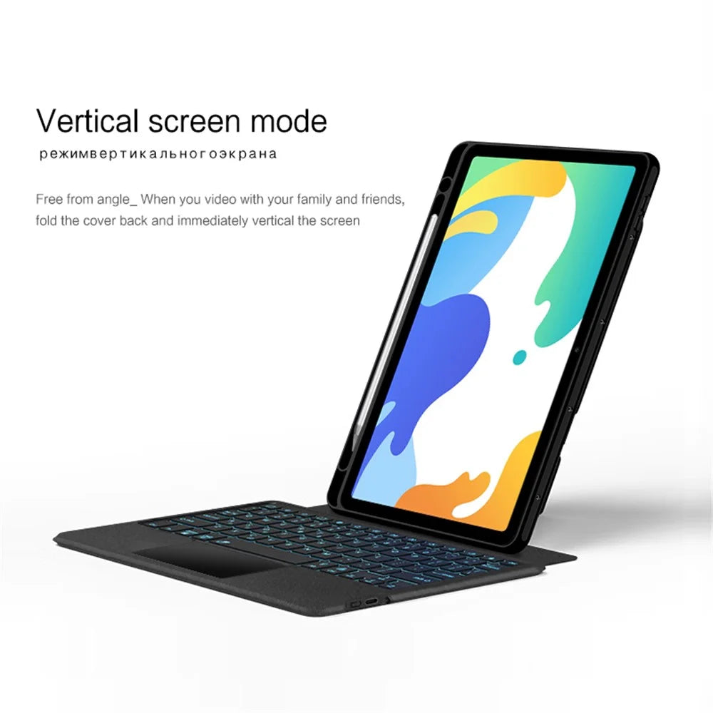 For Huawei MatePad 10.4 (2020) / (2022) Leather Case + Bluetooth-compatible Keyboard with Backlight Trackpad - 7