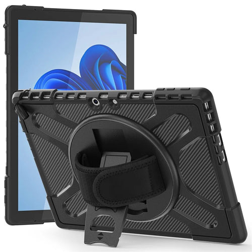 For Microsoft Surface Pro 13 / 11 / 10 / 9 Hybrid PC+TPU+Silicone Rugged Protective Case Kickstand Shockproof Tablet Cover with Hand Strap - Black - 1