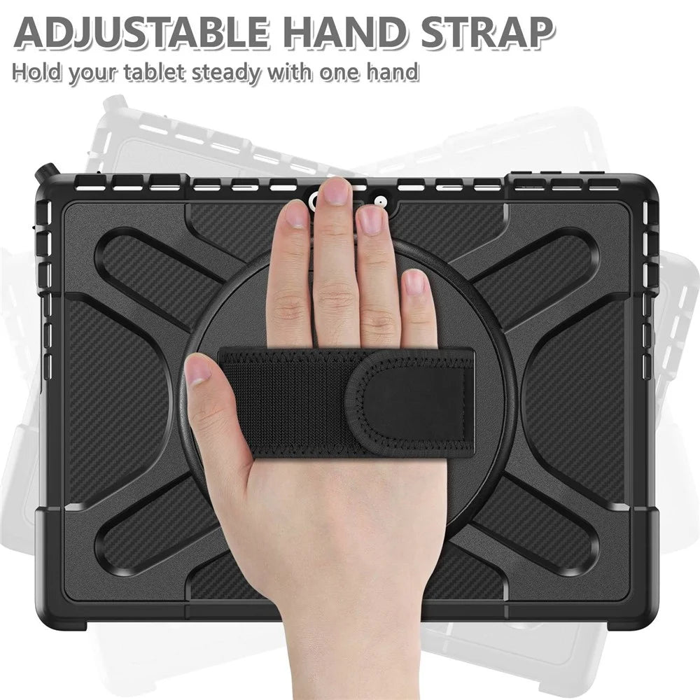 For Microsoft Surface Pro 13 / 11 / 10 / 9 Hybrid PC+TPU+Silicone Rugged Protective Case Kickstand Shockproof Tablet Cover with Hand Strap - Black - 3