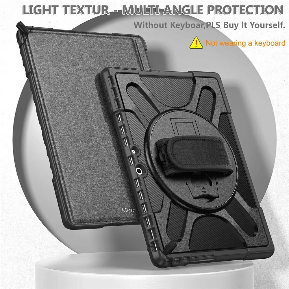 For Microsoft Surface Pro 13 / 11 / 10 / 9 Hybrid PC+TPU+Silicone Rugged Protective Case Kickstand Shockproof Tablet Cover with Hand Strap - Black - 4