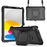 For iPad (2025) / iPad 10.9 (2022) PC + Silicone Tablet Case with 360 Degree Rotating Handle Kickstand and Detachable Shoulder Strap - Black - 1