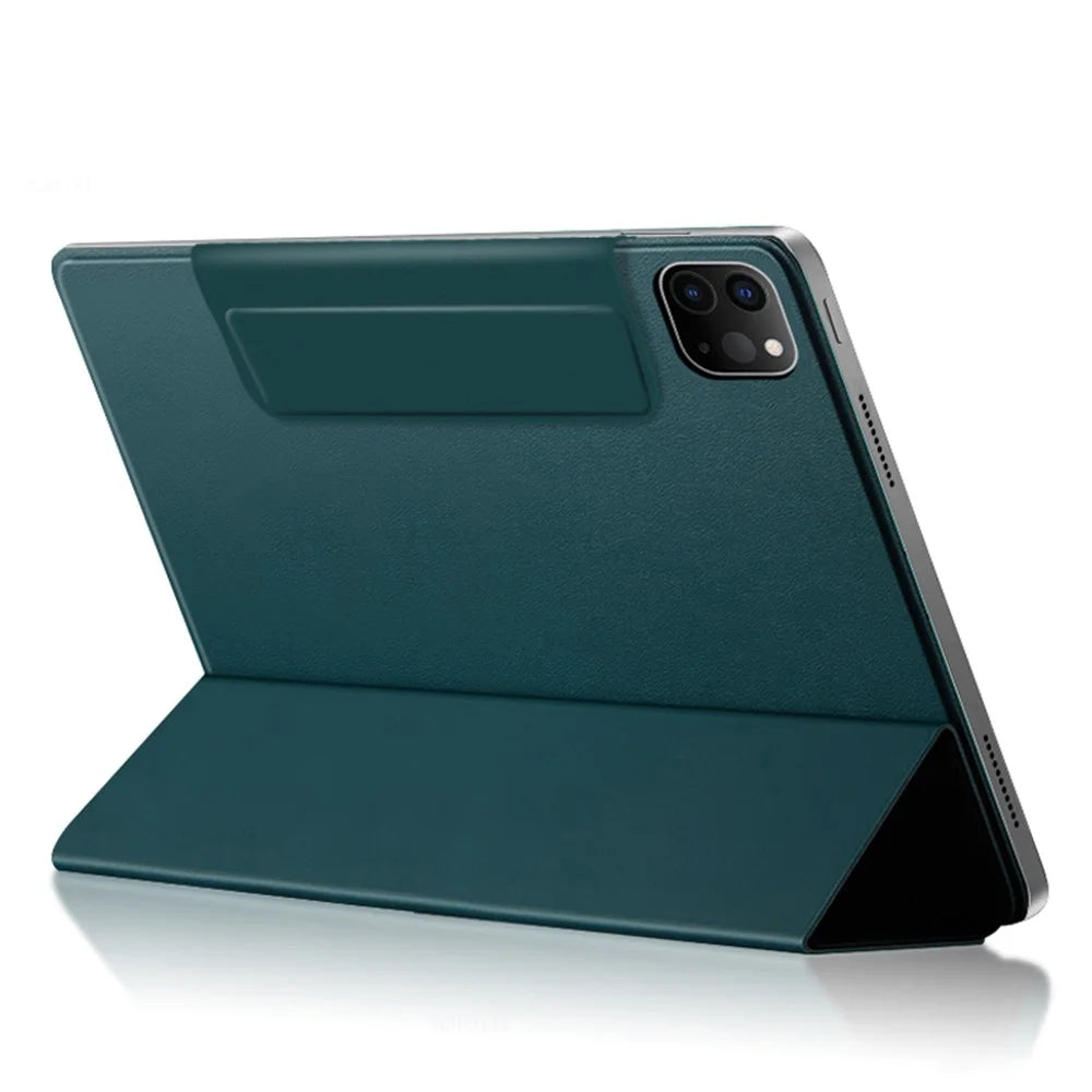 For iPad Pro 12.9 (2022) / (2021) / (2020) Anti-drop PU Leather Tablet Case Magnetic Closure Tri-fold Stand Flip Protective Cover - Green - 4
