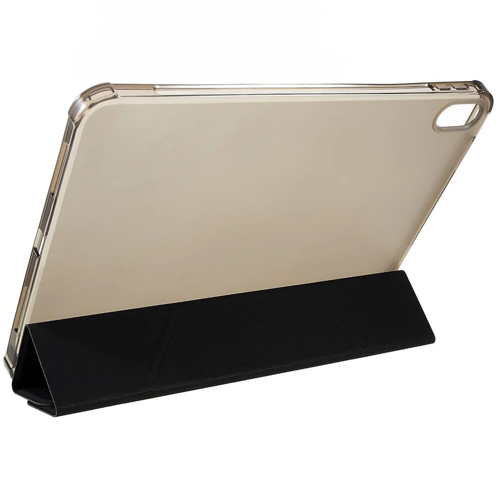 For iPad (2025) / 10.9 (2022) Origami Stand Auto Wake / Sleep Cover PU Leather + TPU Tablet Case with Pencil Holder - Black - 6