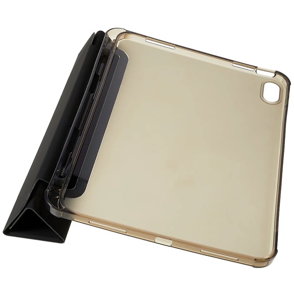 For iPad (2025) / 10.9 (2022) Origami Stand Auto Wake / Sleep Cover PU Leather + TPU Tablet Case with Pencil Holder - Black - 7