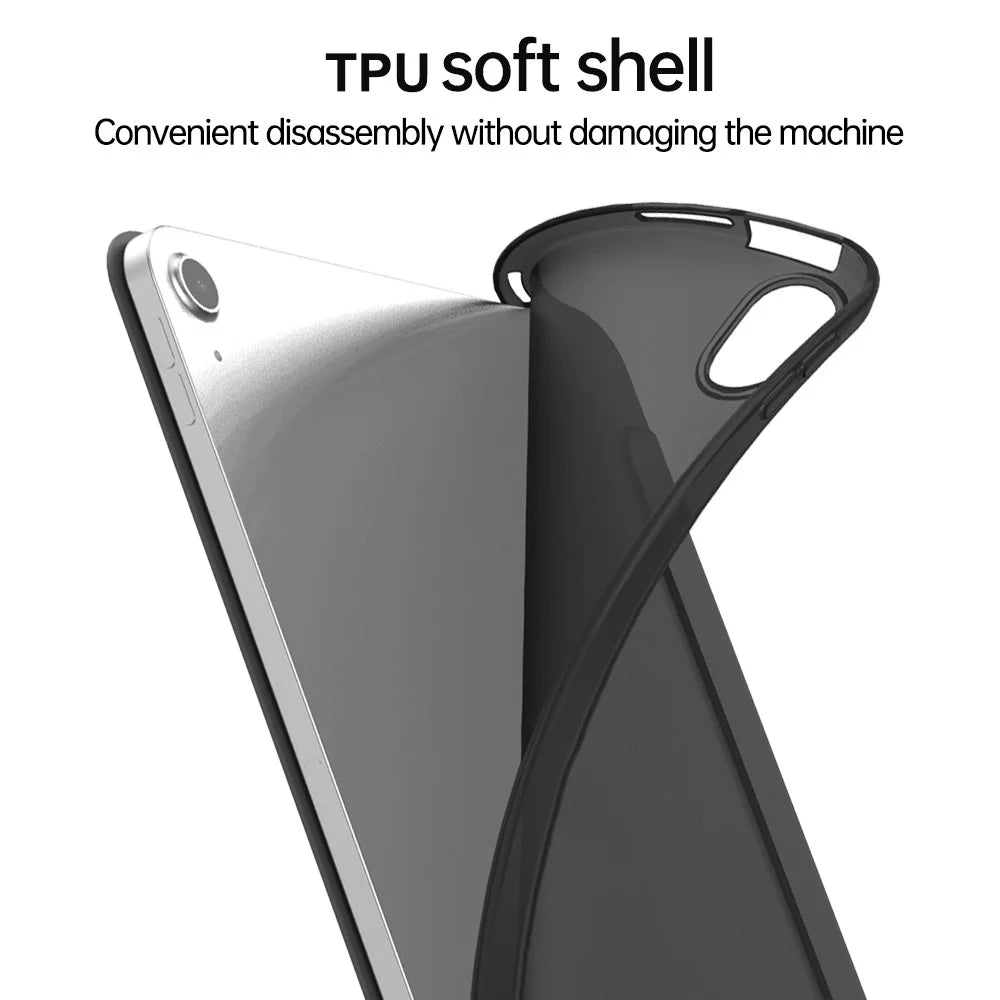 For iPad (2025) / 10.9 (2022) Trifold Stand Tablet Case Auto Wake / Sleep PU Leather Soft TPU Magnetic Shockproof Cover - Green - 7