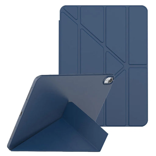 For iPad (2025) / 10.9 (2022) Origami Stand PU Leather + TPU Protective Case Tablet Drop-Proof Cover - Dark Blue - 1