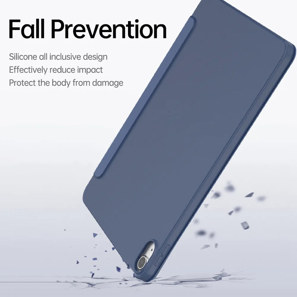 For iPad (2025) / 10.9 (2022) Origami Stand PU Leather + TPU Protective Case Tablet Drop-Proof Cover - Dark Blue - 4