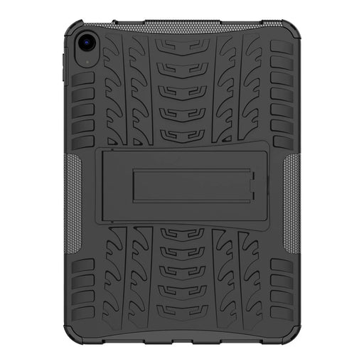 For iPad (2025)/iPad 10.9 (2022) Tablet Case Tire Texture Kickstand TPU + PC Protective Cover - Black - 2